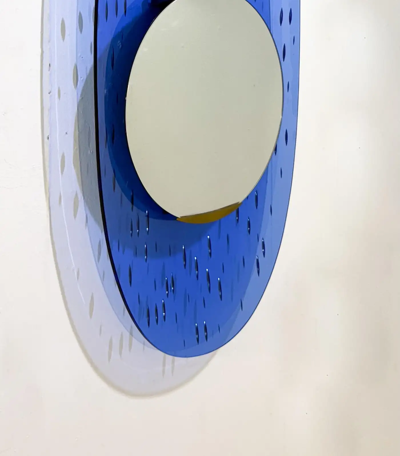 Blue Glass Mirror by Ettore Sottsass for Santambrogio & de Berti, Italy, 1950s - Image 2