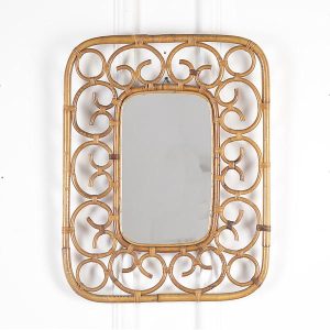 French Mid Century Bamboo Wall Mirror