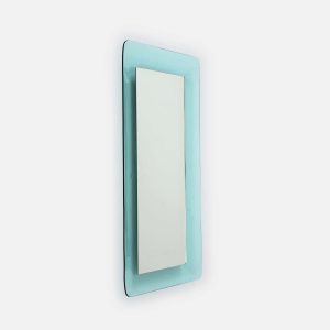 Mid Century Rectangular Mirror in Blue by Max Ingrand for Fontana Arte