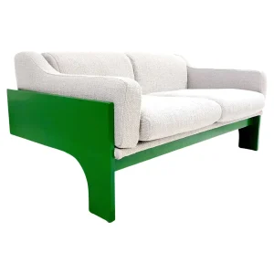 Mid Century Modern Green Two Seater Sofa by Saporiti