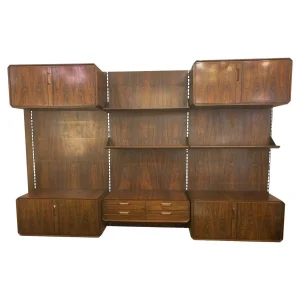 Italian Mid Century Wooden Wall Unit