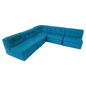 Mid Century Modern Blue Modular Sofa