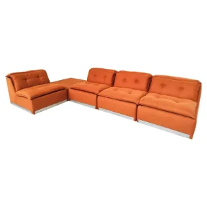Mid Century Modern Italian Orange Modular Sofa