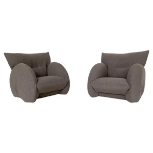 Pair of Grey Italian Mid Century Modern Armchairs