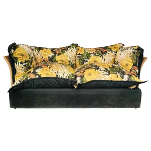 Mid Century Modern Floral Sofa in Rattan