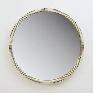 Round Mid Century Modern Mirror in White
