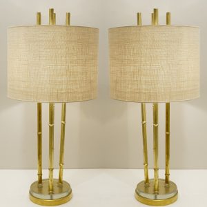 Pair of Brass Bamboo Style Table Lamps