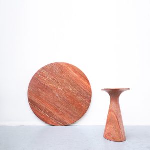 Mid-Century Red Travertine Dining Table by Angelo Mangiarotti, Italy, 1970s