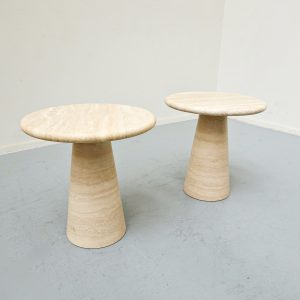 Pair of Contemporary Travertine Tables