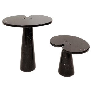 Pair of Black Marble "Eros" Side Tables by Angelo Mangiarotti