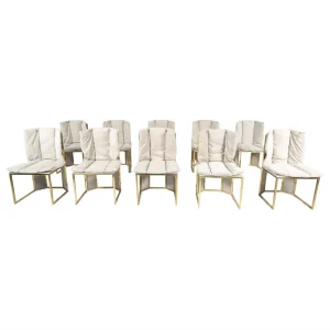 Mid-Century Modern Set of 10 Chairs by Romeo Rega, Italy, 1970s - New Upholstery