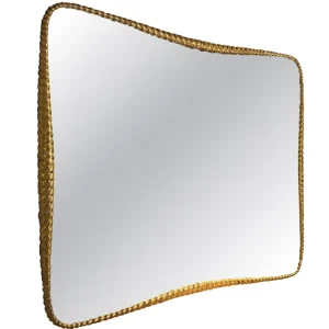 Mid-Century Twisted Gilded Wood Mirror attribued to Osvaldo Borsani, 1950s