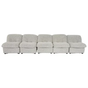 Contemporary set of 5 Armchairs, Boucle Fabric, Italy
