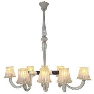 Barovier And Toso Chandelier, Murano Glass - 8 Sconces