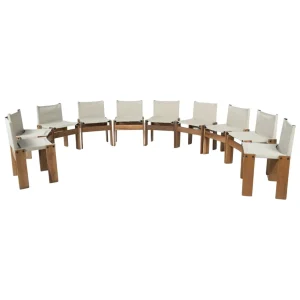 Set of 10 Monk Dining Chairs by Afra & Tobia Scarpa for Molteni, 1970s