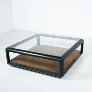 Mid-Century Modern Coffee Table attributed to Carlo Scarpa, Wood and Glass, Italy