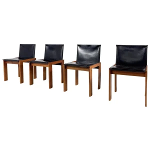 Mid-Century Modern Set of 4 Chairs in the Style of Scarpa, 1970s