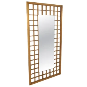 Large Mirror with Wooden Grid, Italy, 1960s