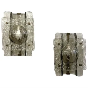 Pair of Murano Smoked Glass Sconces, 1960s