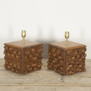 Pair of contemporary italian brutalist style table lamps
