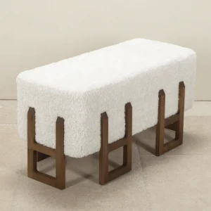 Contemporary Italian wood and fabric bench.
