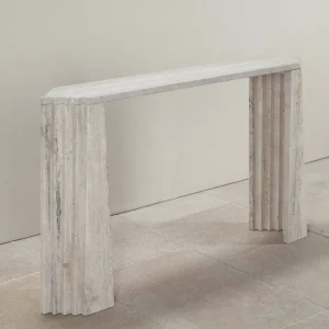 Italian Brutalist travertine console table.