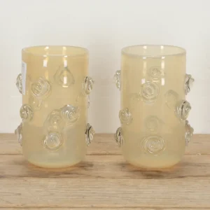 Pair of contemporary gold murano glass vases