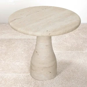 Contemporary Italian travertine round side table