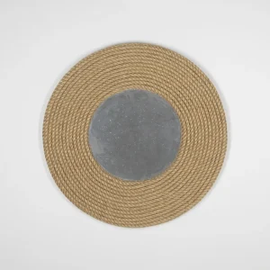 Mid-century style French round cord wall mirror