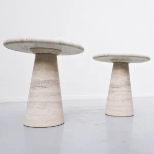 Pair of Contemporary Travertine Side Tables