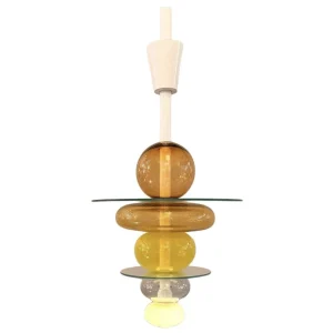 Italian Firenze Yellow Glass Chandelier, Ettore Sottsass For Venini, 1990