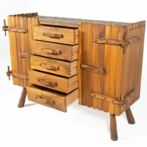 Brutalist Wooden Sideboard, Italy, 1970s