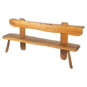 Brutalist Wooden Bench, Italy, 1970s
