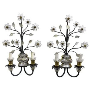 Pair of Floral Wall lights for Banci Firenze, Italy