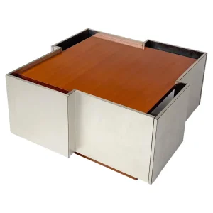 Mid-Century Modern Coffee Table Wood and Metal, Italy, 1970s