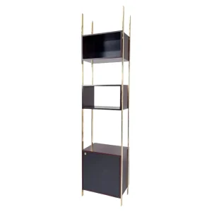 Bookcase by Jules Wabbes for Mobilier Universel, Brass and Wood, Belgium, 1960s