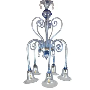 Five-Arm Murano Glass Chandelier With Scrollwork, 20th Century