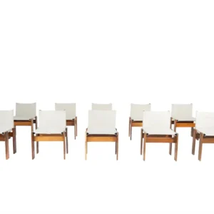 Mid-Century Monk Dining Chairs by Afra & Tobia Scarpa for Molteni, 1970s - New Canvas  Sold individually