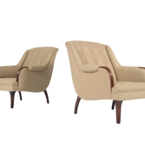 Pair of Armchairs, 1920s, Wood and Fabric - New Upholstery
