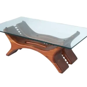Mid-Century Coffee Table, Wood and Glass, Italy, 1960s
