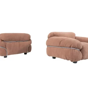 Mid-Century Pair of Sesann Armchairs by Gianfranco Frattini for Cassina, Italy, 1970s