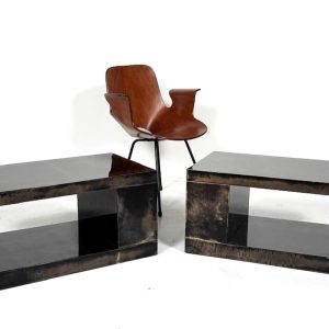 Pair of Aldo Tura Side Tables, Parchment, Italy, 1960s