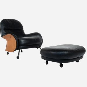 Louisiana Lounge Chair and Ottoman by Vico Magistretti for De Padova, Italy