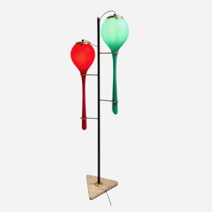 Stilnovo Floor Lamp, Metal and Glass, Mid-Century Modern, Italy, 1950s