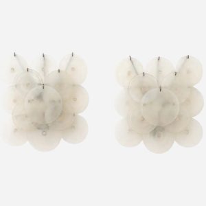 Pair of Carlo Nason Wall Lamps With Murano Glass Discs - 1960s